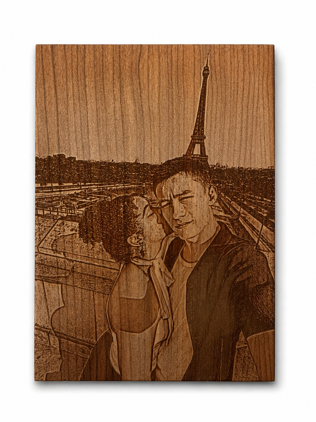 A5 wood photo engraving with Paris scene